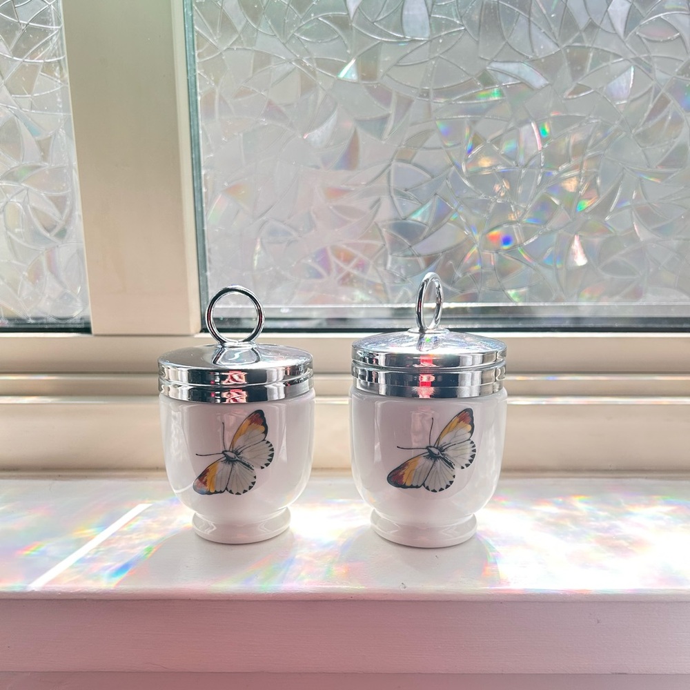 Royal Worcester Egg Coddler Pair - Strawberry Faur